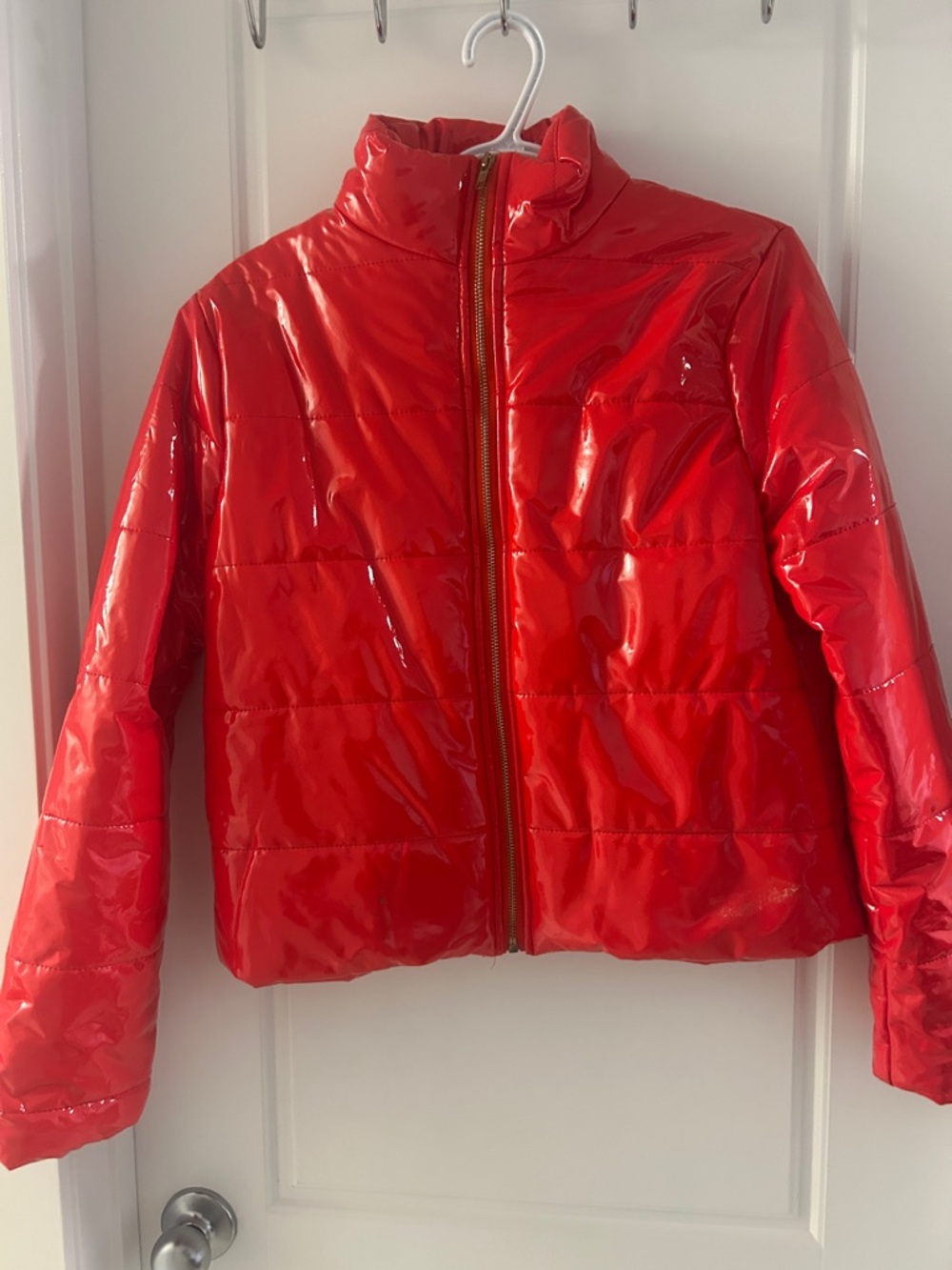 Shiny Red Puffer Jacket